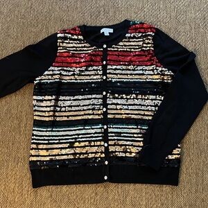 Charter Club Sequined Cardigan Rhinestone Buttons size M